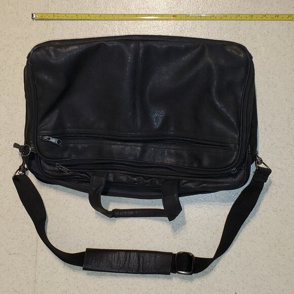 Unisex Faux Leather Travel Bag Shoulder Strap W/Mega Storage Pockets and Zippers - Picture 3 of 6